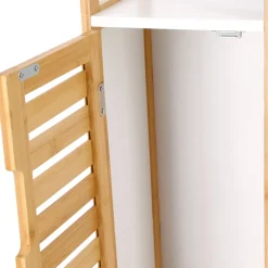 Repisa con puerta de bambú 23x23x119 cm