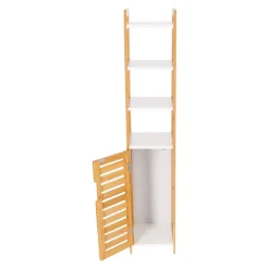 Repisa con puerta de bambú 23x23x119 cm