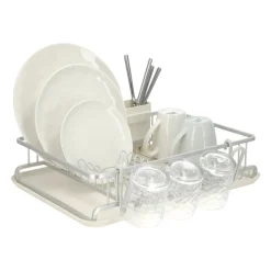 Secaplatos de aluminio con bandeja y escurre cubiertos 44x36x11,5 cm