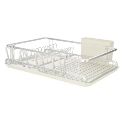 Secaplatos de aluminio con bandeja y escurre cubiertos 44x36x11,5 cm