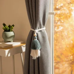 Set 2 amarras para cortinas algodón borlas