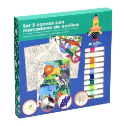 Set de 3 canvas con marcadores de acrílico