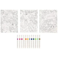 Set de 3 canvas con marcadores de acrílico