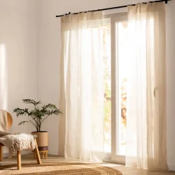 Set de 2 cortinas velo linoso con presillas ocultas 140x240 cm