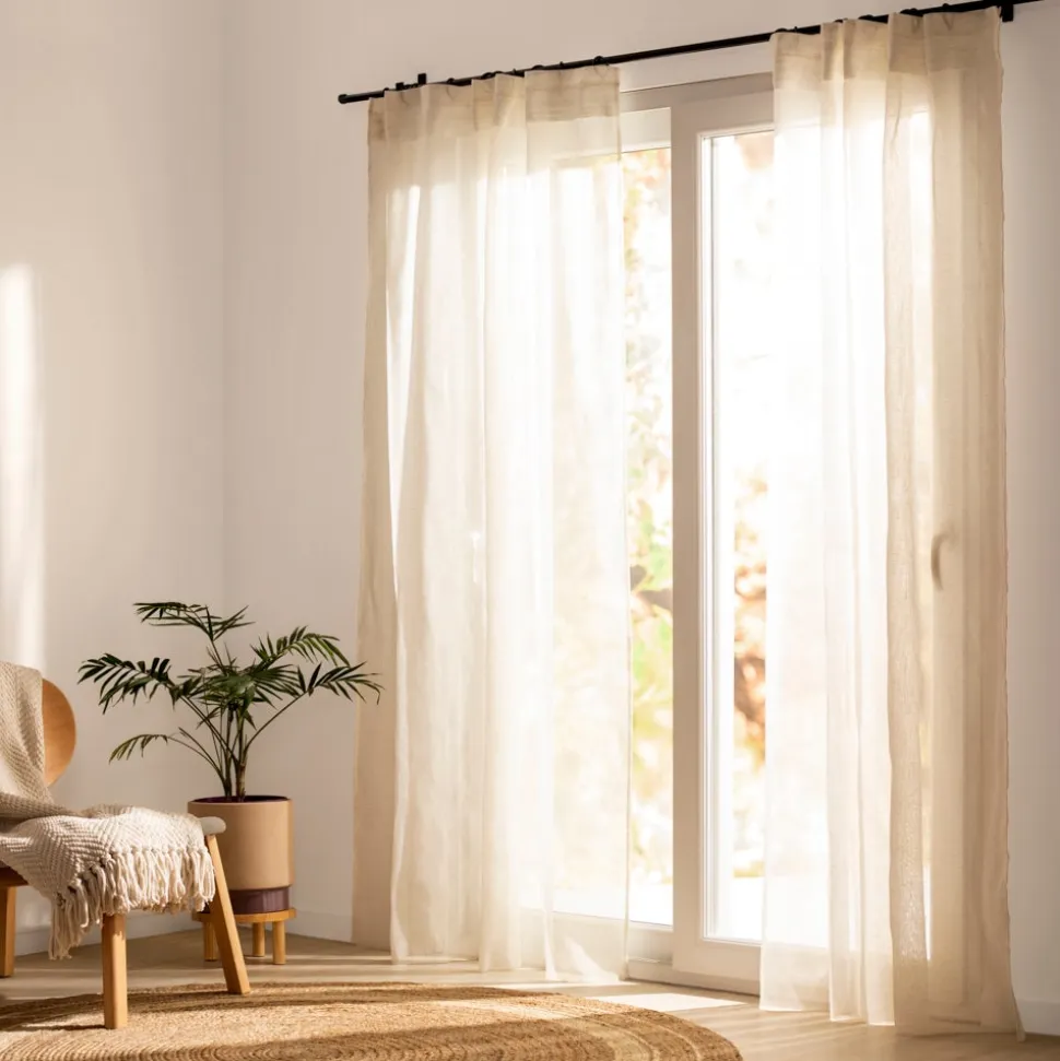 Set de 2 cortinas velo linoso con presillas ocultas 140x240 cm