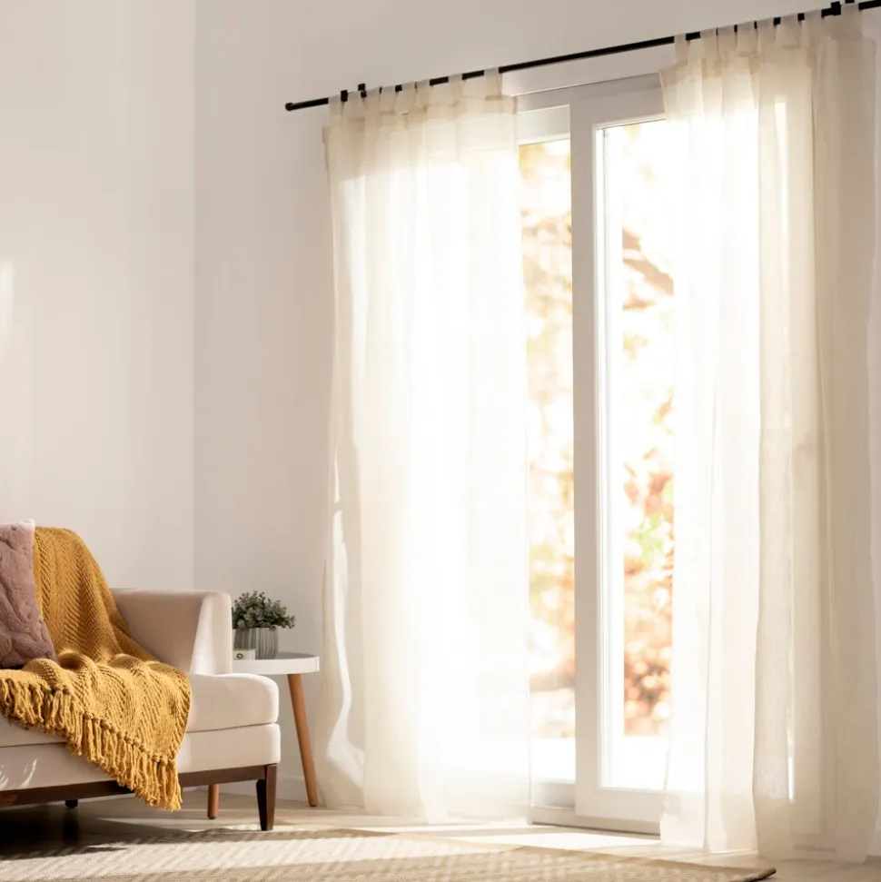 Set de 2 cortinas velo linoso con presillas 140x240 cm