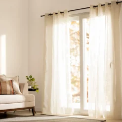 Set de 2 cortinas velo linoso con ojetillos 140x240 cm