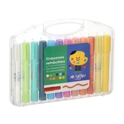 Set de 12 crayones retráctiles tipo témpera sólida