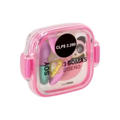 Set de 3 gomas de borrar pequeñas