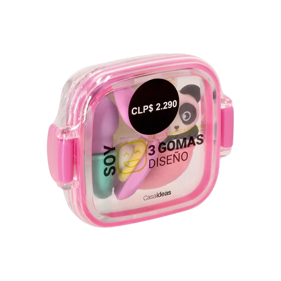 Set de 3 gomas de borrar pequeñas