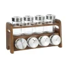 Set 8 especieros vidrio con rack de madera 90 ml