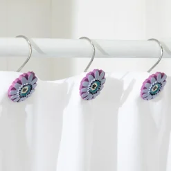 Set 12 ganchos de cortina baño flor