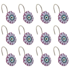 Set 12 ganchos de cortina baño flor