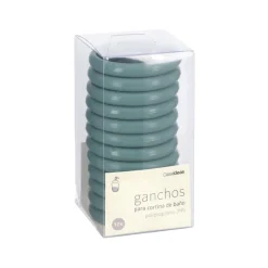 Set 12 ganchos de plástico para cortina de baño