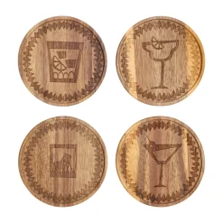 Set 4 posa vasos de madera