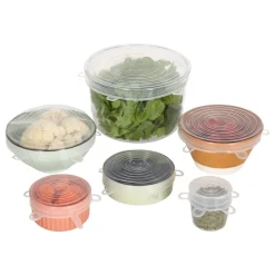 Set 6 tapas reutilizables de silicona