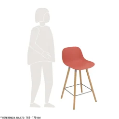 Silla Alta PP con patas de madera