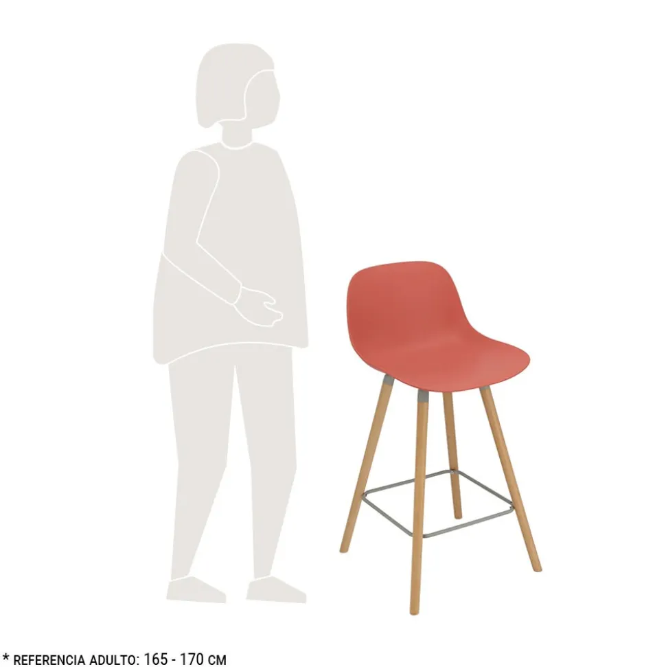 Silla Alta PP con patas de madera