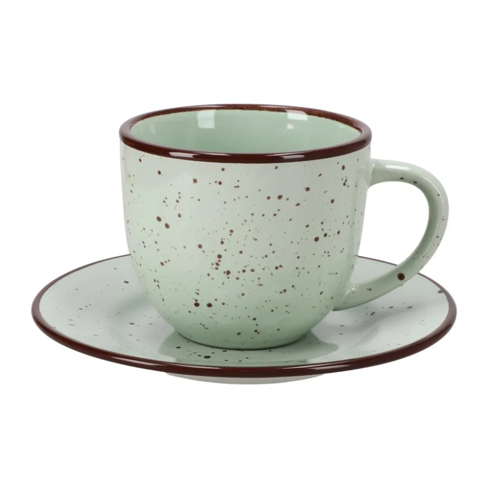 Taza de té con plato rústico 220 ml