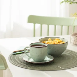 Taza de té con plato rústico 220 ml