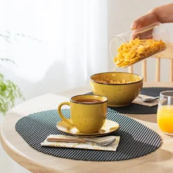 Taza de té con plato rústico 220 ml