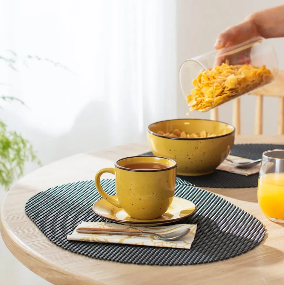 Taza de té con plato rústico 220 ml