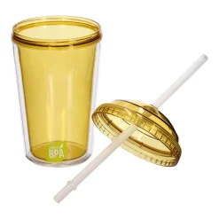 Vaso con tapa y bombilla 480 ml