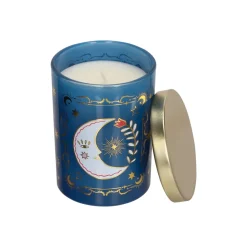 Vela aromática lavanda envase vidrio con diseño