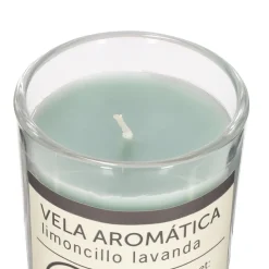 Vela con contenedor de vidrio limoncillo lavanda 5,6x6,5 cm