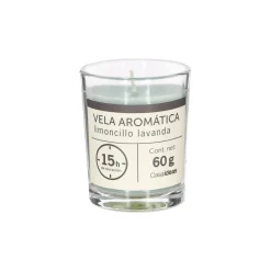 Vela con contenedor de vidrio limoncillo lavanda 5,6x6,5 cm