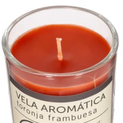 Vela con contenedor de vidrio toronja frambuesa 5,6x6,5 cm