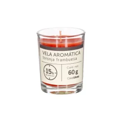 Vela con contenedor de vidrio toronja frambuesa 5,6x6,5 cm