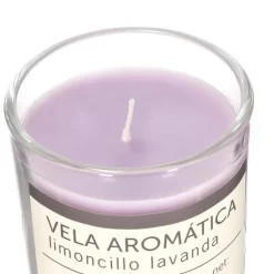Vela con contenedor de vidrio limoncillo lavanda 5,6x6,5 cm