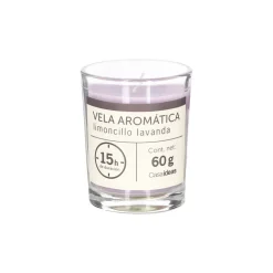 Vela con contenedor de vidrio limoncillo lavanda 5,6x6,5 cm