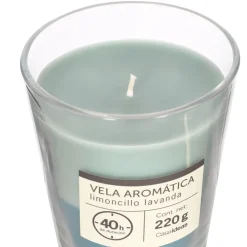 Vela con contenedor de vidrio limoncillo lavanda 9x10 cm