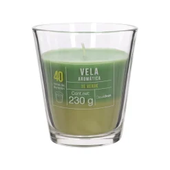 Vela con contenedor de vidrio té verde 9x10 cm