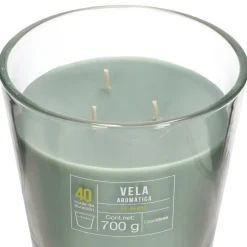 Vela con contenedor de vidrio té verde 14x13 cm