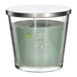 Vela con contenedor de vidrio té verde 14x13 cm