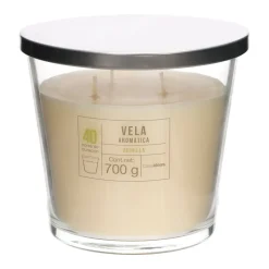 Vela con contenedor de vidrio vainilla 14x13 cm