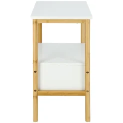 Velador auxiliar bambú y MDF con un cajón 30x30x60 cm