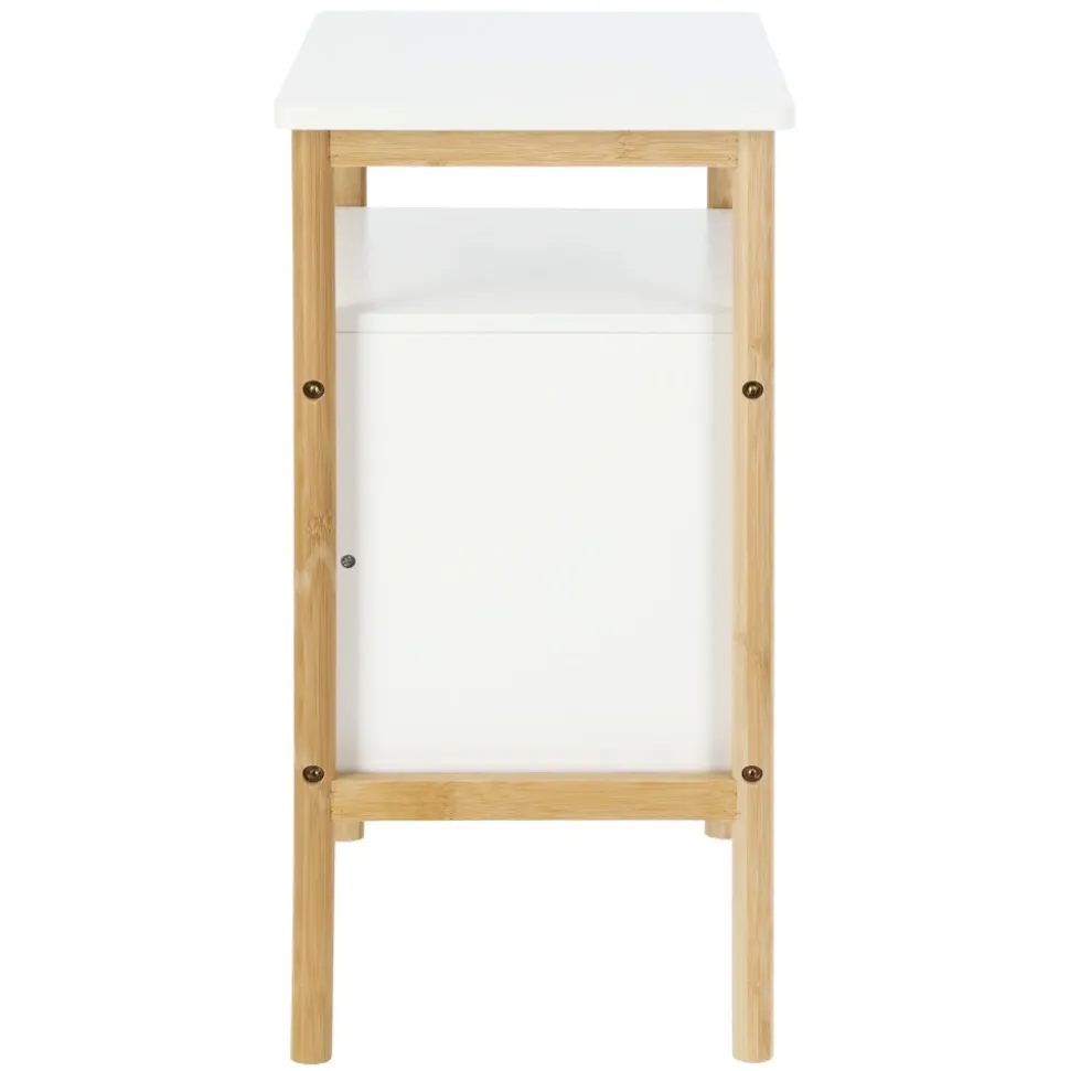 Velador auxiliar bambú y mdf con 2 cajones 40x30x64 cm