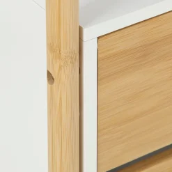 Velador auxiliar bambú y mdf con 2 cajones 40x30x64 cm