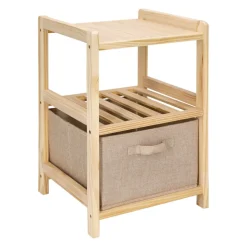 Velador dos niveles con cajón textil